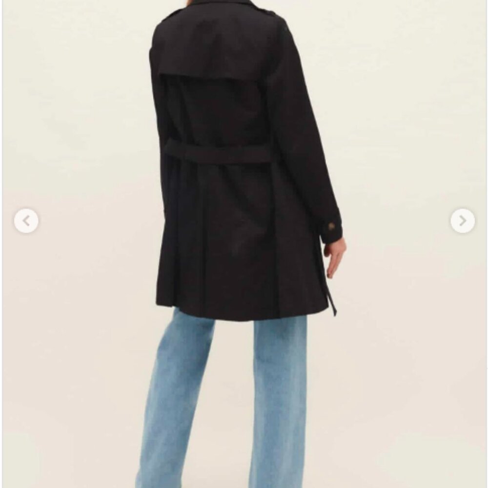 Stradivarius Women's Black Double-Breasted Trench Coat - Size L (NWT) - Picture 3 of 16